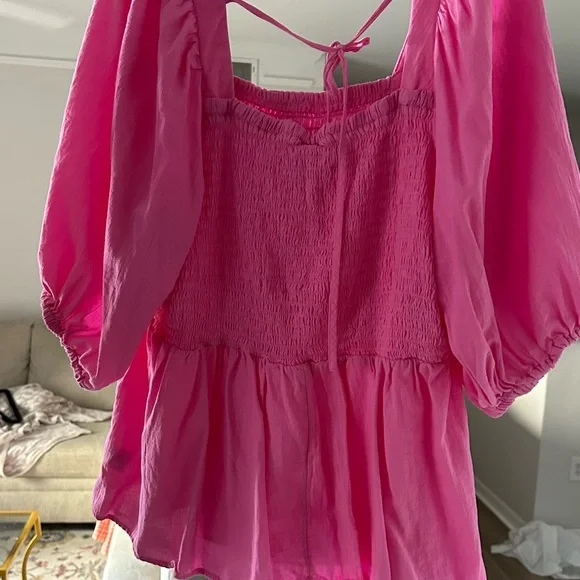 Pink Women's Smocked Top - Picture 3 of 4